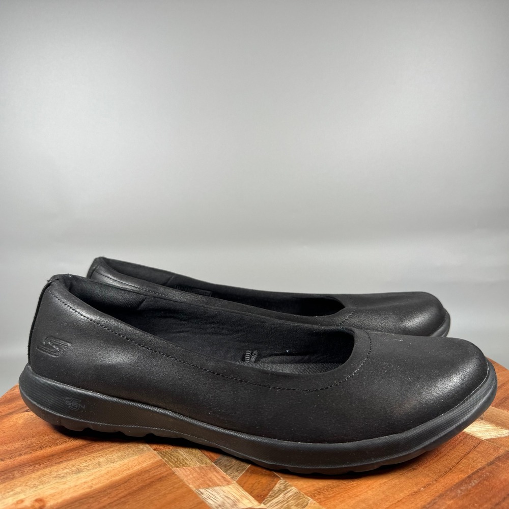 Skechers GoWalk Lite Black Textile Slip On Ballet Flats 15395 Womens 9.5